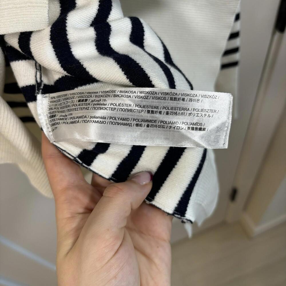 MNG Mango Black & White Stripe Pullover Sweater L Oversized Nautical Old Money - Picture 7 of 9